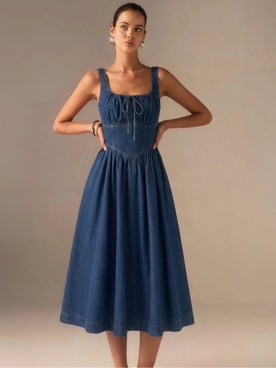 Commense Dresses & Skirts - Commense Denim Midi Sundress with Square Neck XS